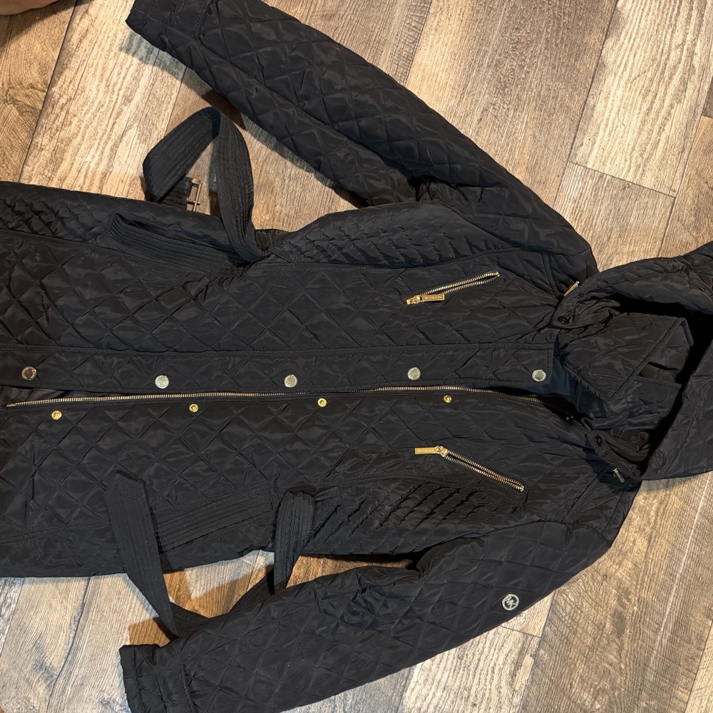 Quilted Black Hooded Jacket